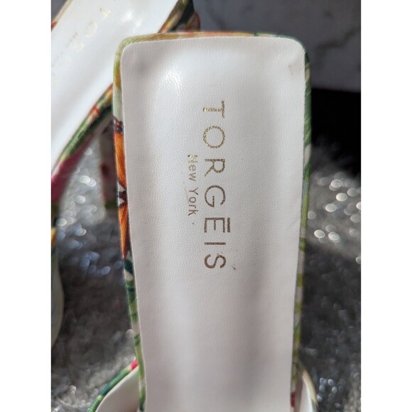 TORGEIS MULES WOMENS PARADISE TROPICAL FLORAL FLARE BUTTERFLY HEELS SZ 10 - Picture 5 of 16